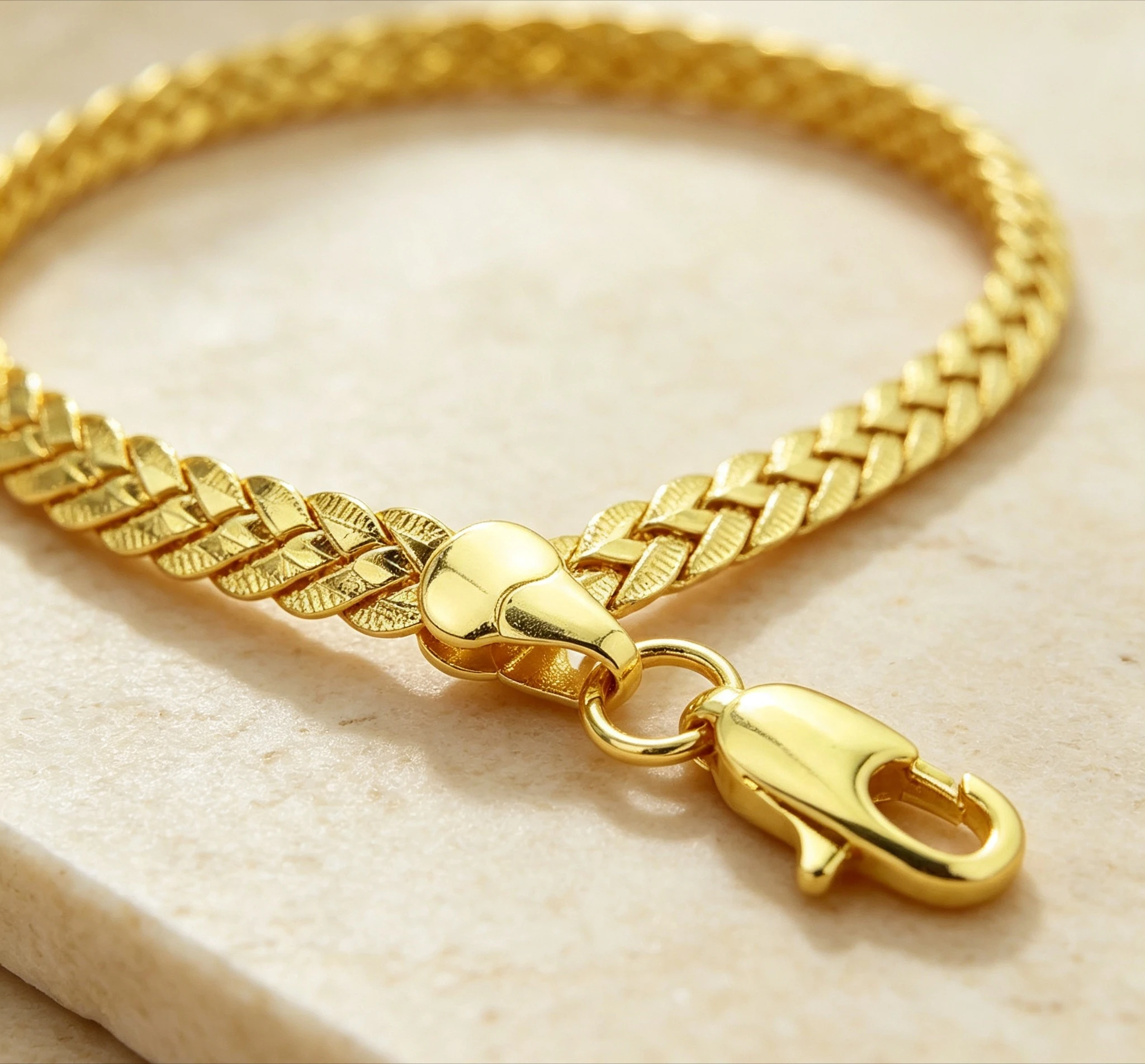 Pure Gold real gold Men's and Women's Flat Snake Bone Bracelet 5mm Bracelet Giving gifts for friends
