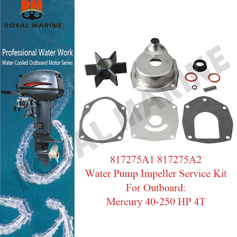 

817275A1 817275A2 Water Pump Impeller Service Kit Fit Mercury 4T 40-250 HP Outboard 807929A1 817275A2 817275A1 9-48314 12415