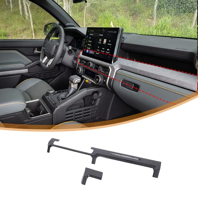 

2 шт. ABS накладка на центральную консоль, наклейка на панель для 2024+ Toyota Tacoma (версия с большим экраном 14,3 дюйма), автомобильные аксессуары