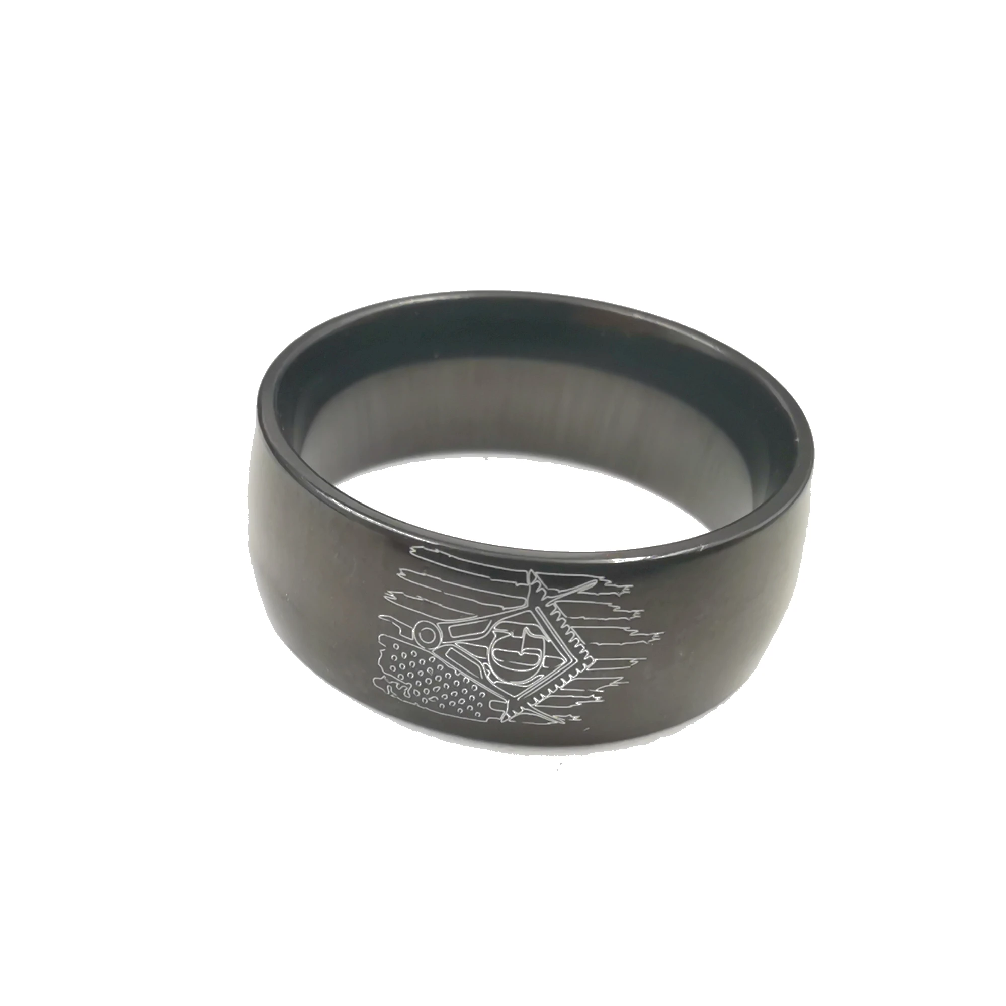 Stainless Steel 8mm Mens Boys Masonic Ring Religious Freemasonry  Jewelry Black Color US Size 8-12
