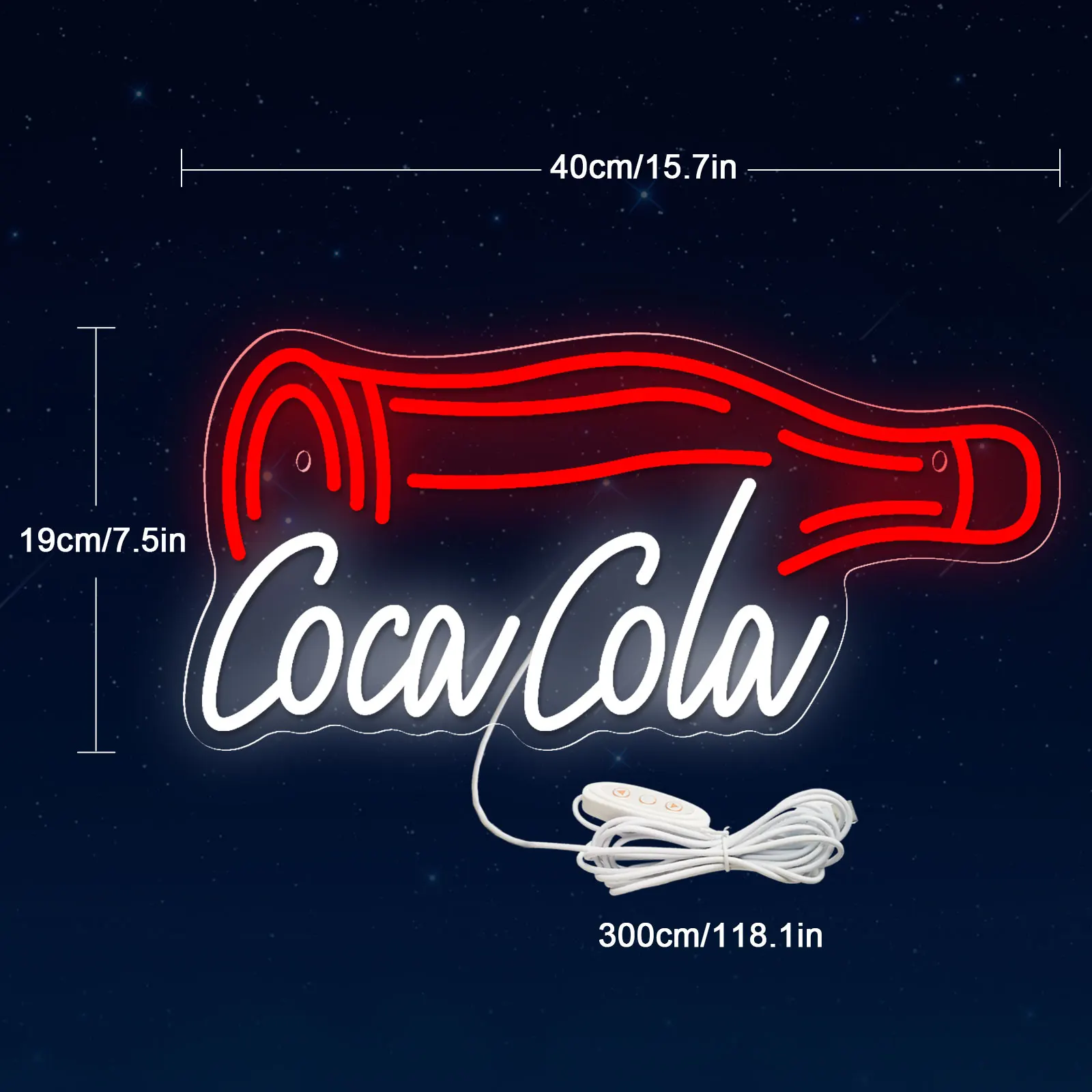 Coca Cola LED Neon Sign USB Powered Dimmer Switch Wall Decor Night Light For Bar Man Cave RoomParty Club Christmas Birthday gift