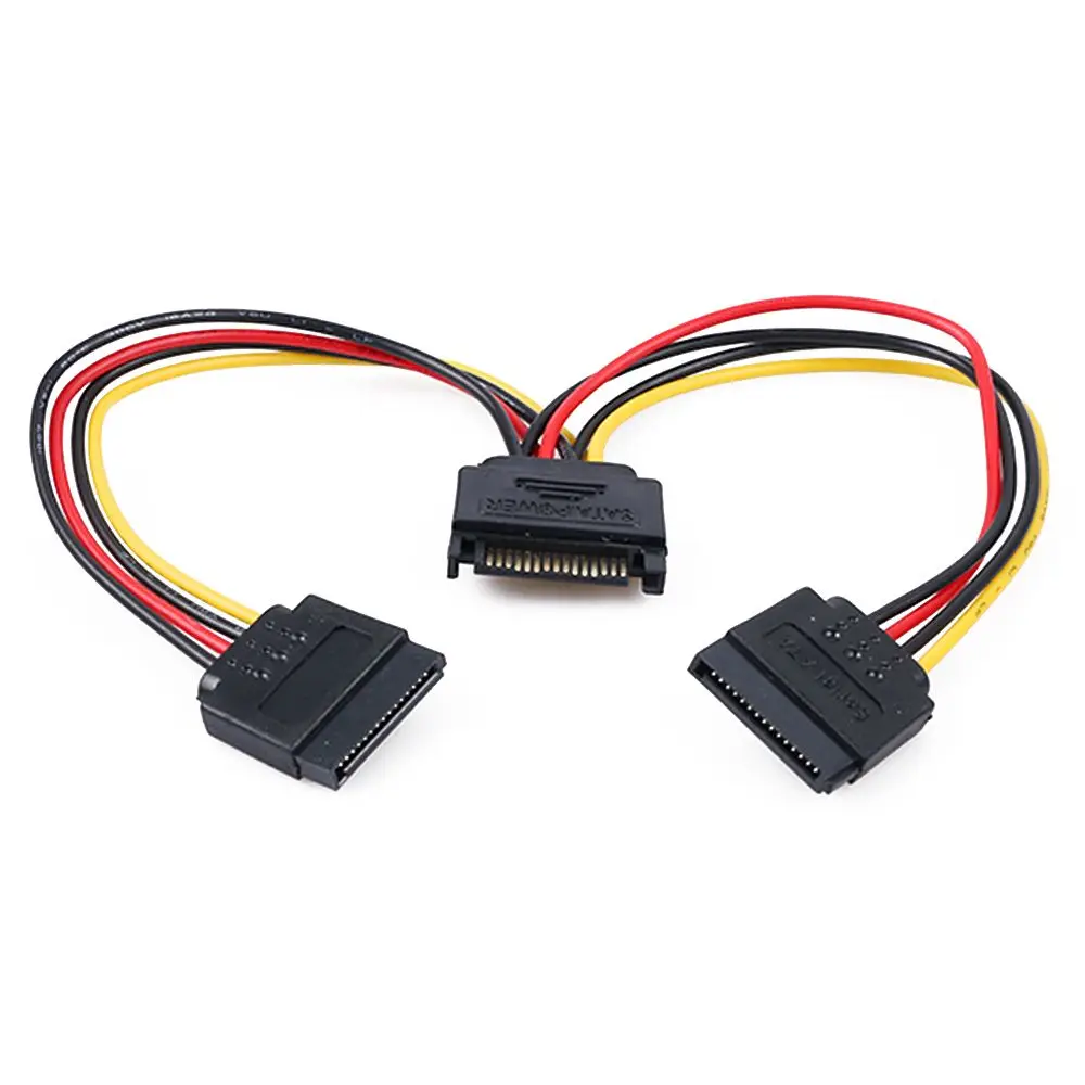 High Quality Extension Y Splitter Power Cable Adapter Male To 2 Female SATA