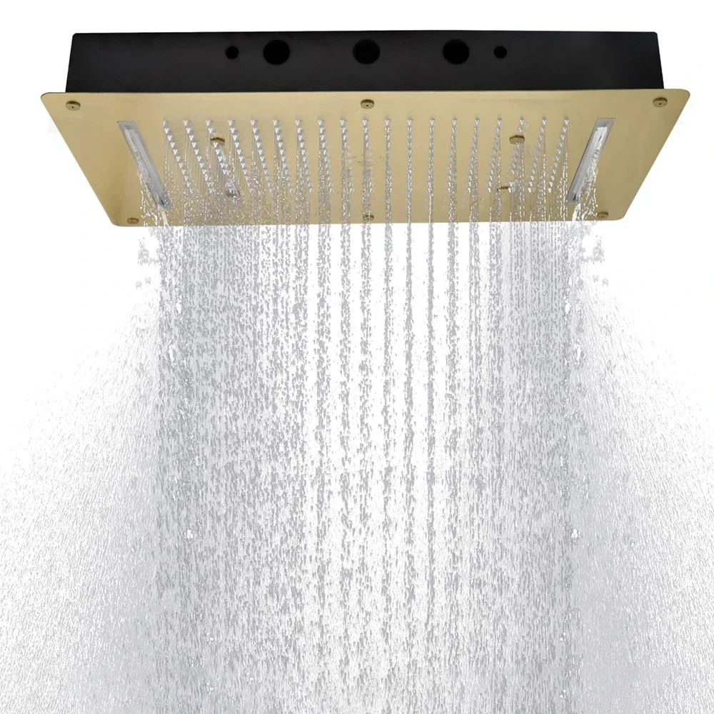 Luxury 3 Modes stainless steel Rain shower head 15x28inch Large High Pressure Ceiling Mounted Rainfall Showerhead