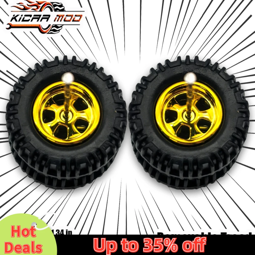 1/64 Model Car Wheels with Rubber All Terrain Tires Blade Spoke Refitting Parts for Off-road Vehicle HotWheels Large Size 1 Set