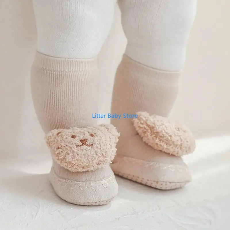 N80C جوارب أرضية للأطفال الصغار مضادة للانزلاق جوارب الدب الكرتونية جوارب شتوية دافئة داخلية #3
