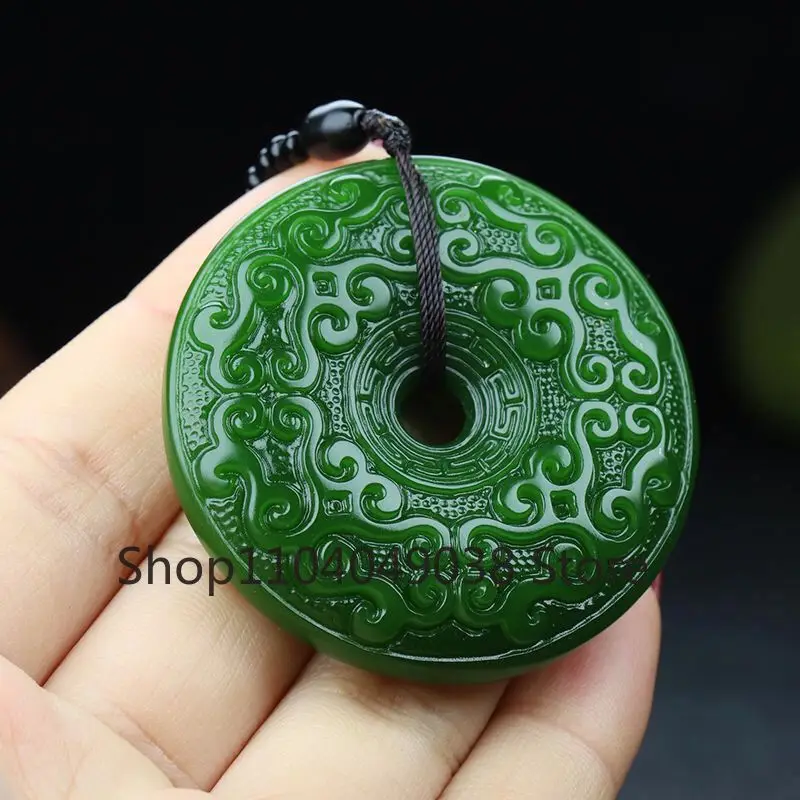 Hetian Jade Ping'an Buckle Pendant Jasper Double-sided Carving Ping'an Buckle Pendant Ruyi Xiangyun Ping'an Buckle Pendant