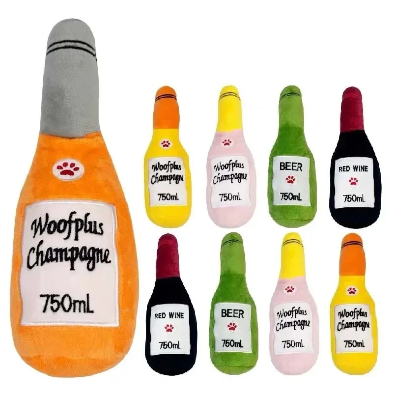 Pet Favorite Plush Toy Beer Champagne Bottle Bite Resistant Sound BB Called Internet Celebrity Toy