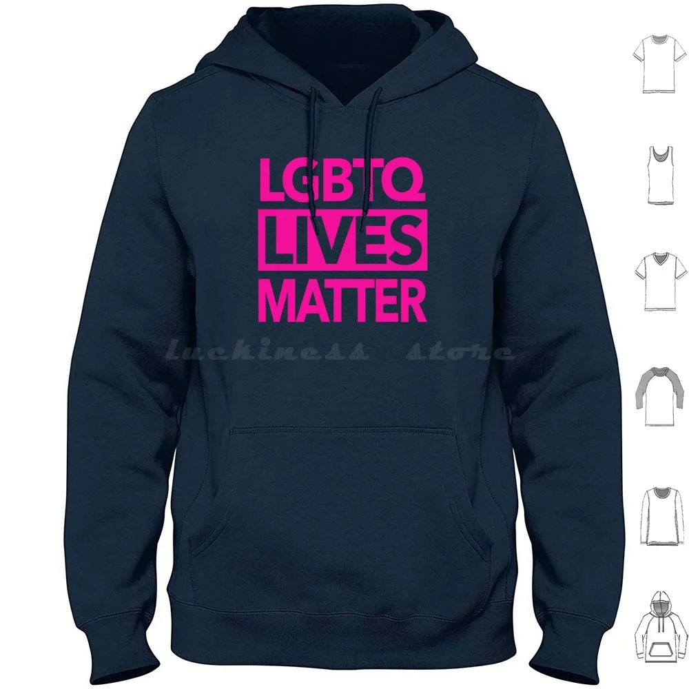 Lives Matter 1.0 ( Hot Pink Text ) Hoodie Cotton Long Sleeve Lives Matter Rights Rights Are Trans Lives Matter Trans