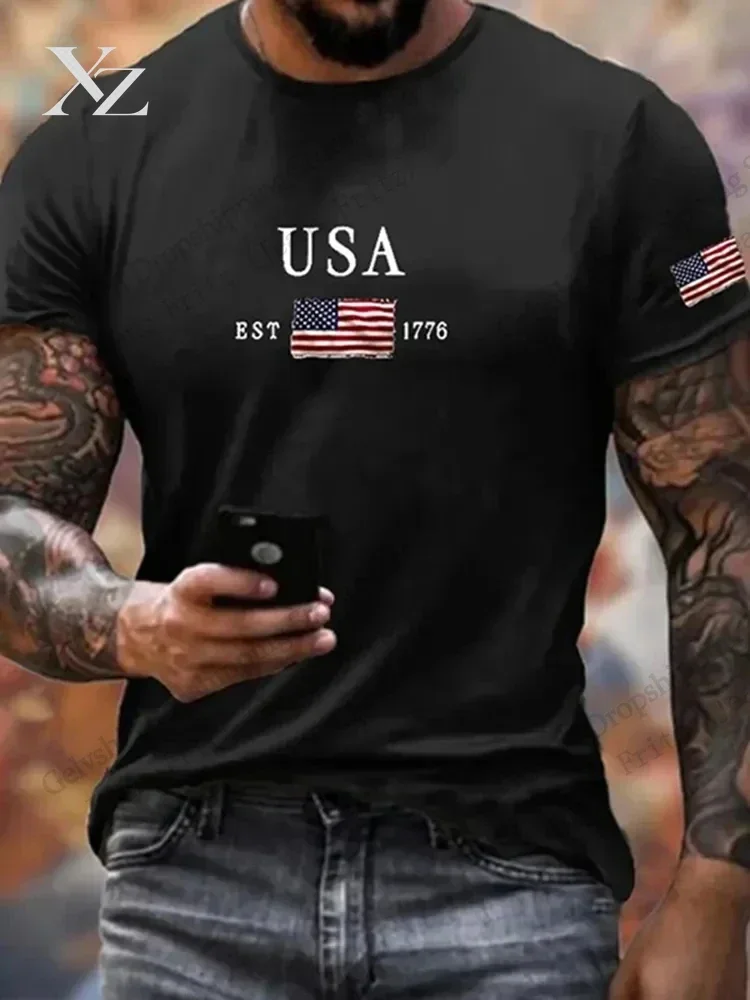 4th of July USA Flag 3D Print T-shirt Men Women Fashion Short Sleeve Tops Tees Streetwear Vintage Apparel Tshirt Camiseta Hombre