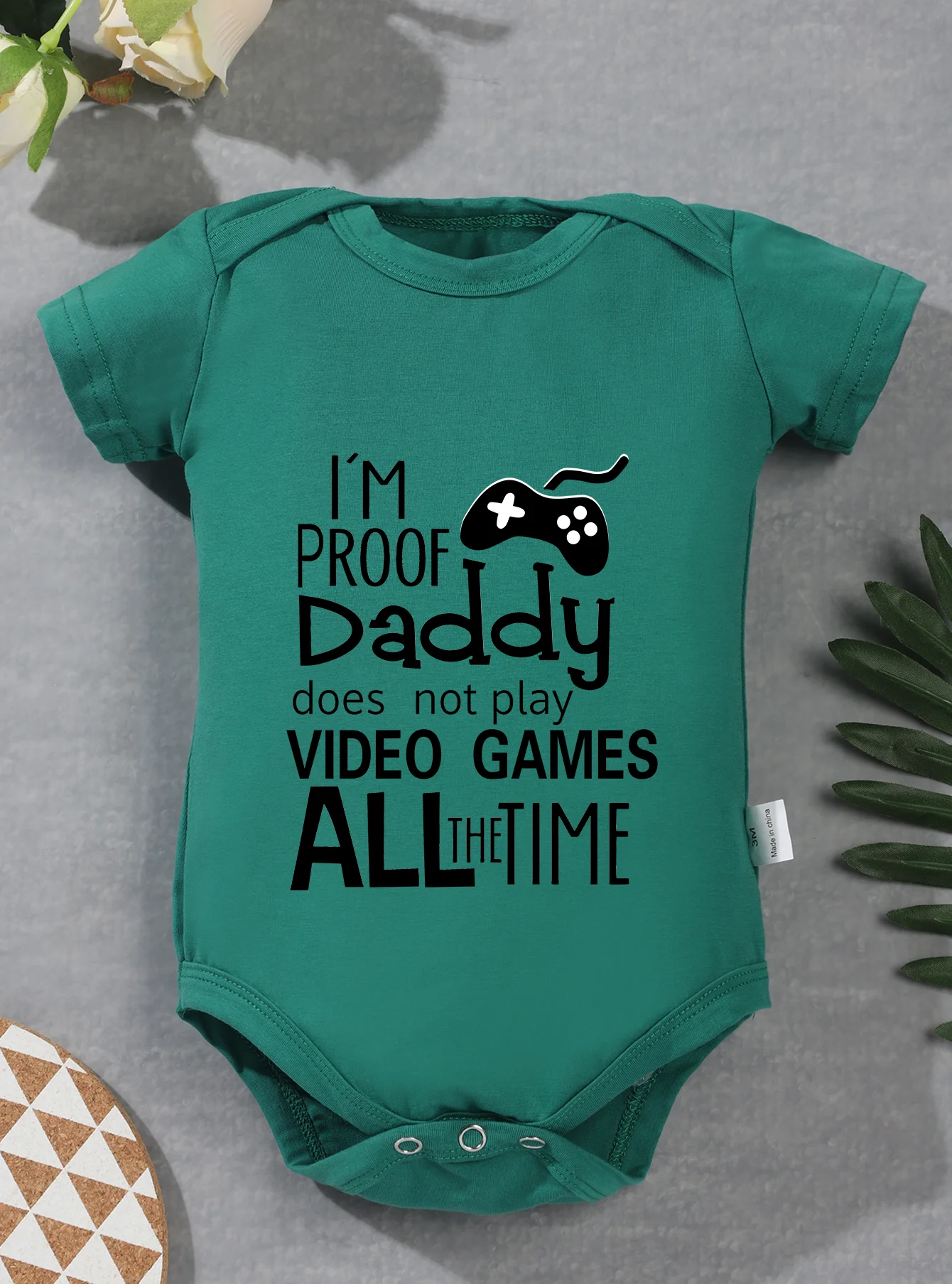 Bodysuit Short Sleeve Clothes Romper Baby Girl Boy Toddler Infant Jumpsuit Newborn I\'m Proof Daddy Doesn\'t Play Video Games