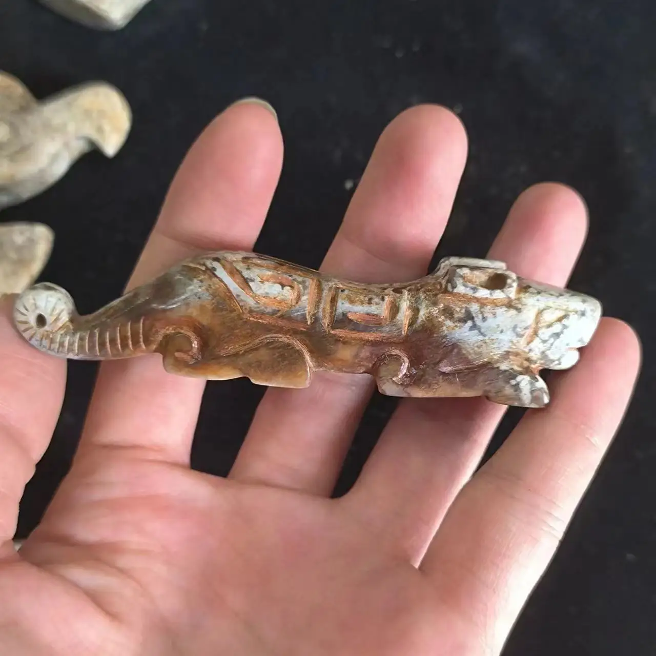 1pcs/lot natural ancient jade pendant Carve animals Human-faced tiger Unicorn dragon thousand-year-old totem multiple style diy