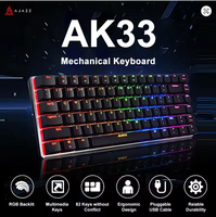 Ajazz AK33 Gaming Mechanical Keyboard 82 Keys Ergonomic Compact Computer Wireless Keyboard for Windows PC Laptop Gamers