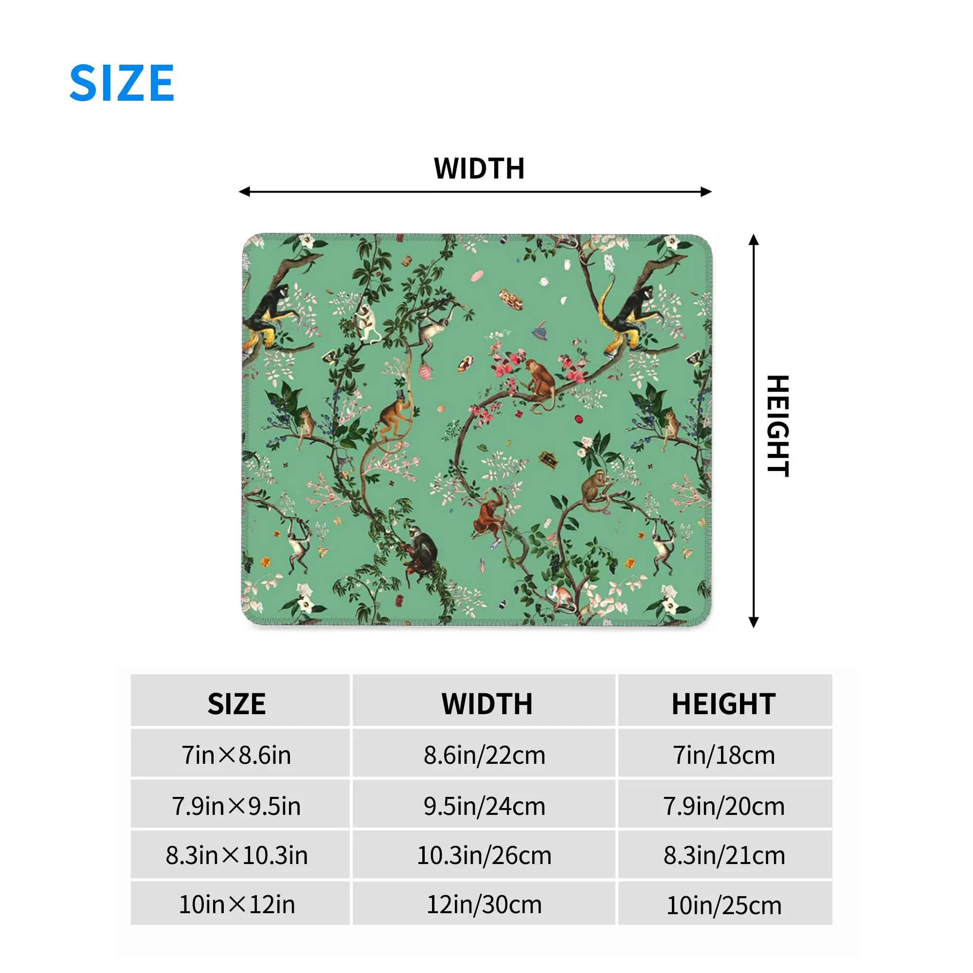 Monkey World Green Mouse Pad Computer Keyboard Mouse Mat Gaming PC Laptop Desk Mat Office Accessories Table Mats