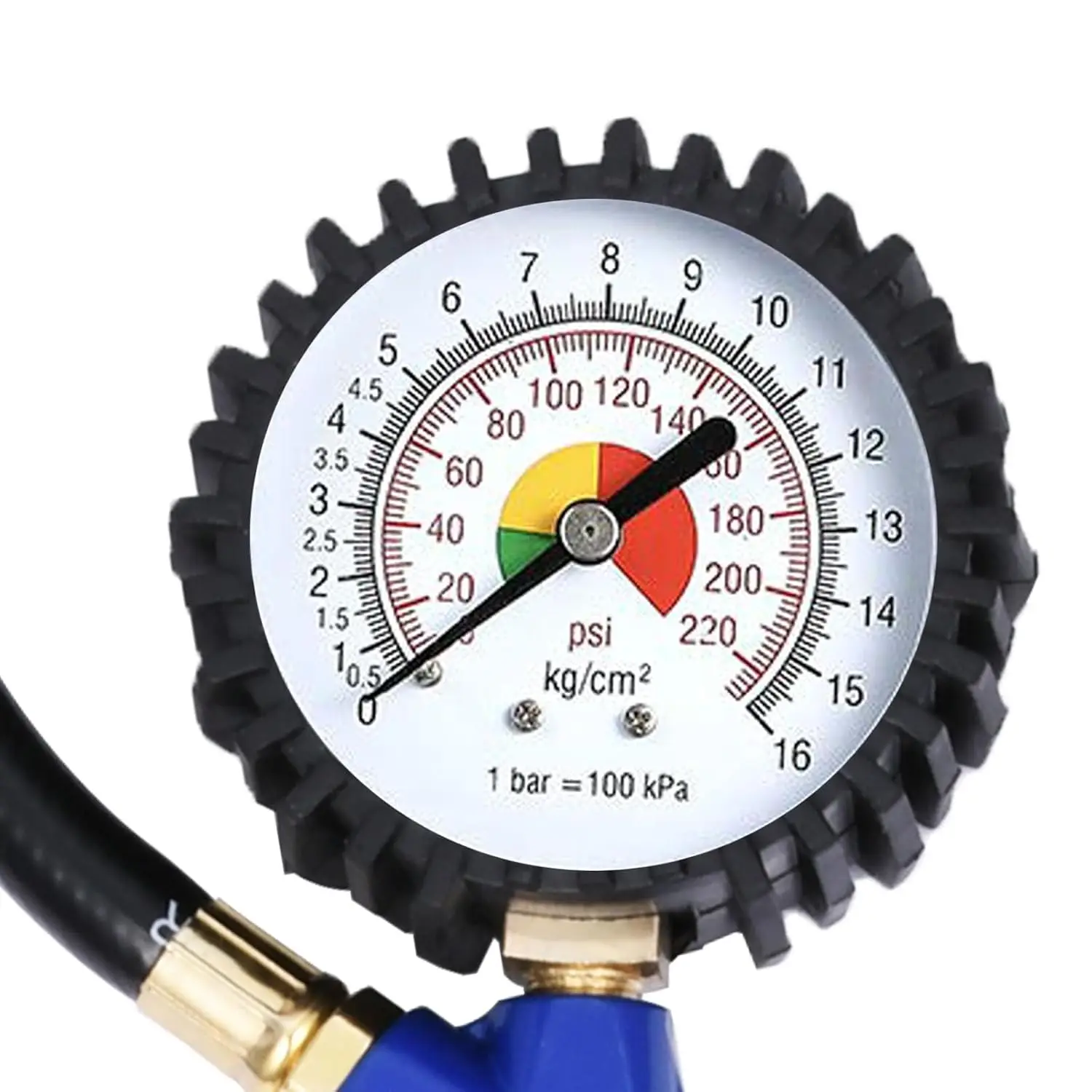 Tire Inflator With Pressure Gauge 16 Bar, 220 PSI Air Chuck With Hose And Quick Connect Plug For RV Car Motorcycle Bike