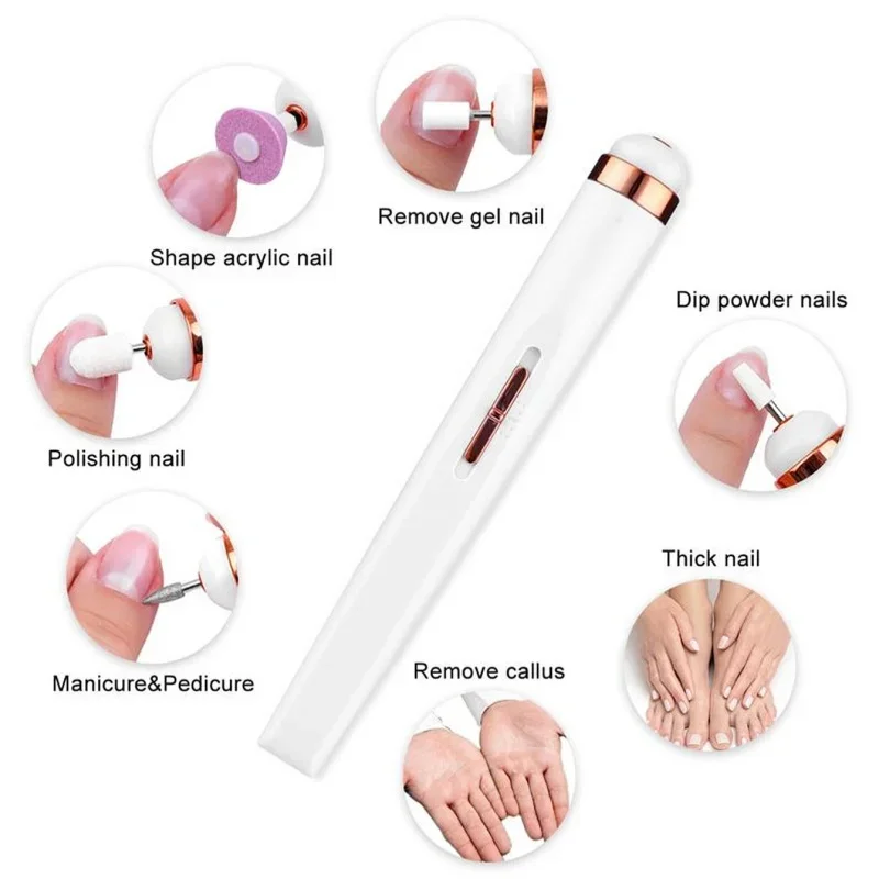 المحمولة القابلة لإعادة الشحن 5 في 1 الكهربائية مانيكير الحفر عدة الجلد الميت آلة تلميع هلام مزيل مسمار الفن البولندية أدوات الطحن #2
