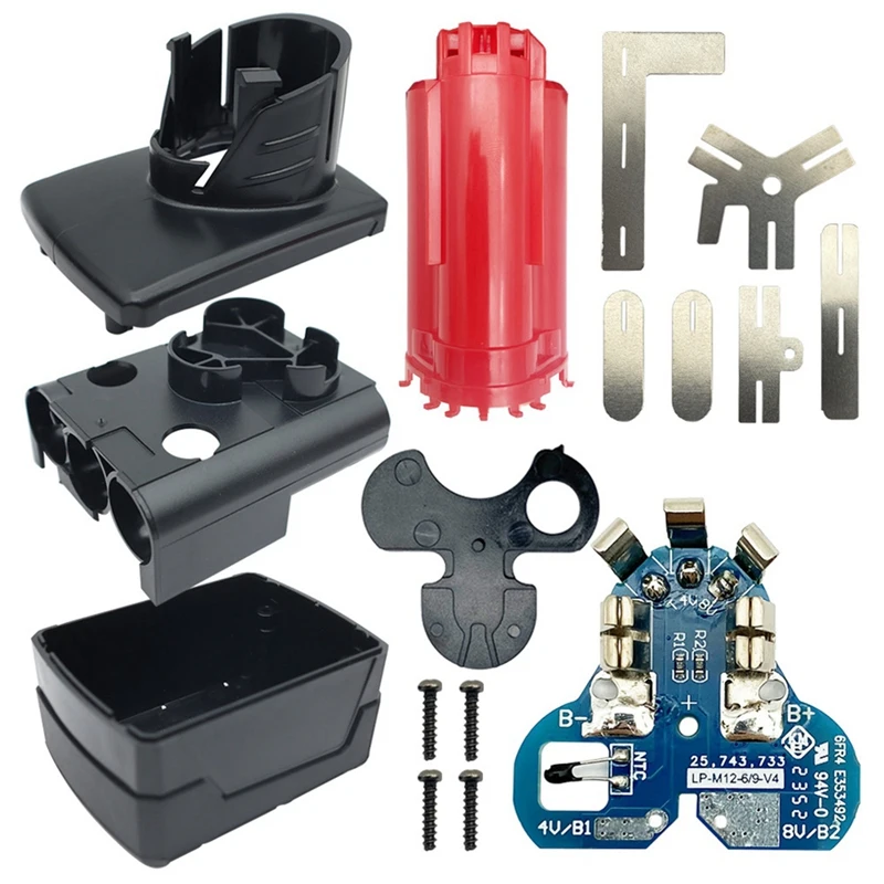 M12 Li-Ion Battery Plastic Case PCB Protection Circuit Board For Milwaukee 12V 48-11-2411 Housing Shell For 9 X 18650