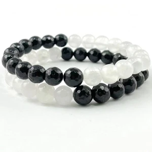 Ruberthen-Justrin-Tourine für Mann und Frau, Tourinbremse, AAA-Klasse, Gesicht, Yin Yang, Heeling, Angstlinderung, Ausgleich, 8 mm 8 Hauptverkäufe Selenit- und Turmalinarmbänder - №8