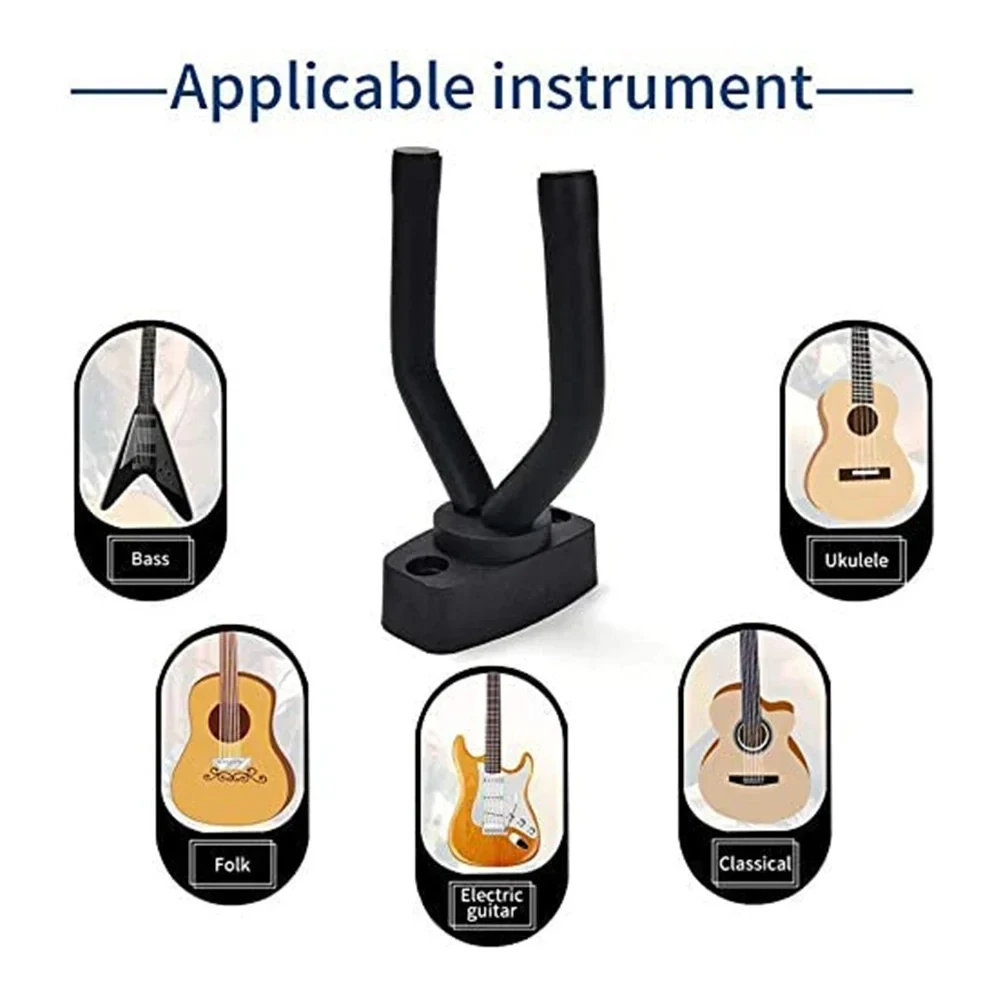 1 to 10 guitar wall mounted, black hooks in all sizes, bass, mandolin, banjo, four stringed instrument, guitar accessories