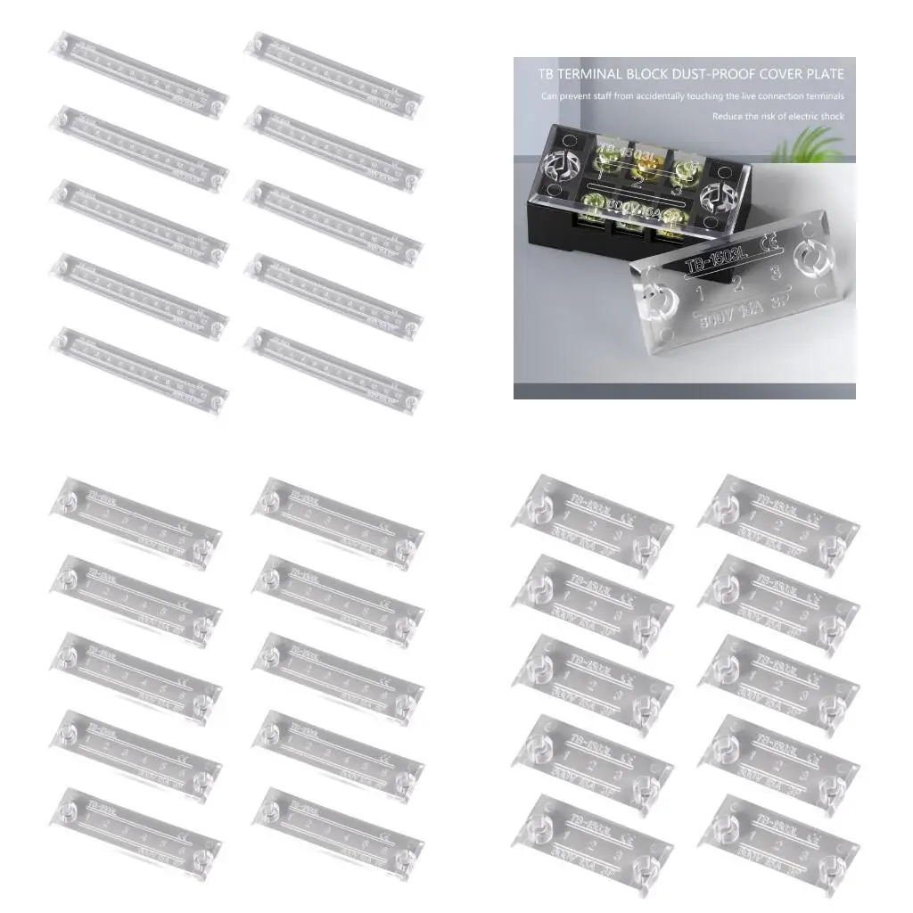 

652F 10Pcs Plastic Terminal Block Clear Dustproof Cover Housing Enduring Protector