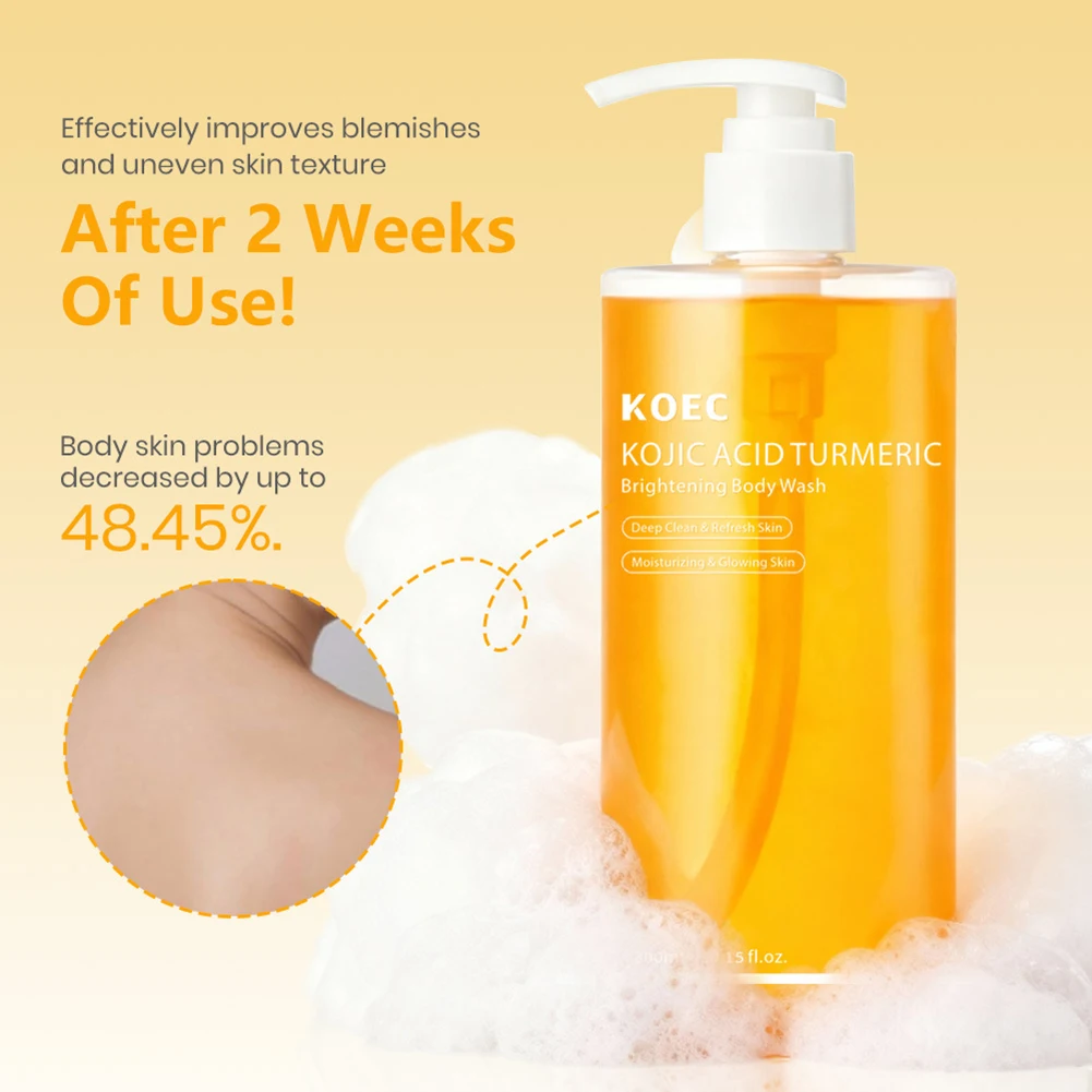 300g Kojic Acid Turmeric Body Wash Removing Oil Moisturizing Cleansing and Smooth Skin Shower Gel for body Facial Cleanser
