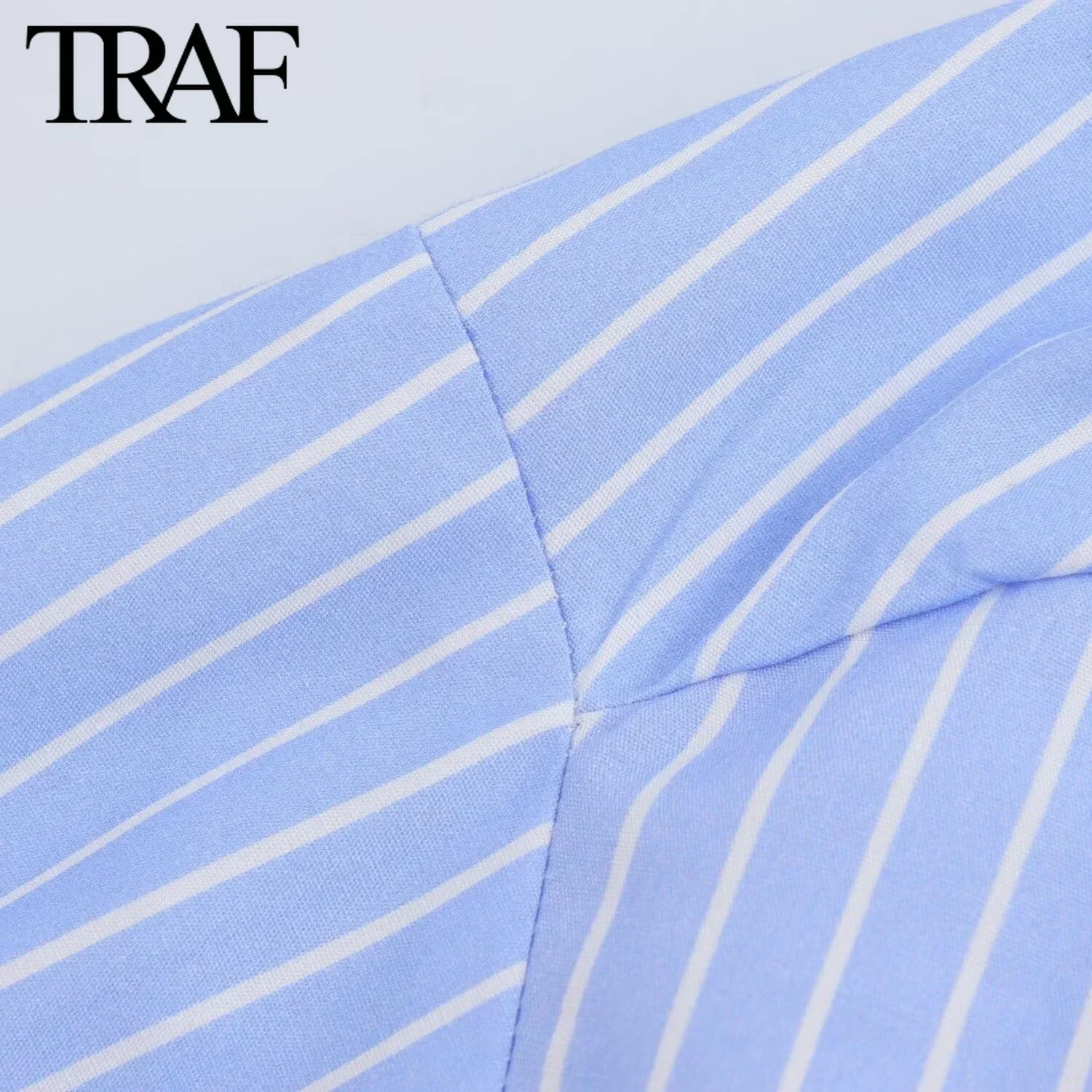 TRAF Women Fashion New Flower Printed Striped Long Sleeve Single Breasted Lapel Blouse Street Clothing Shirt Chic Ladies Top