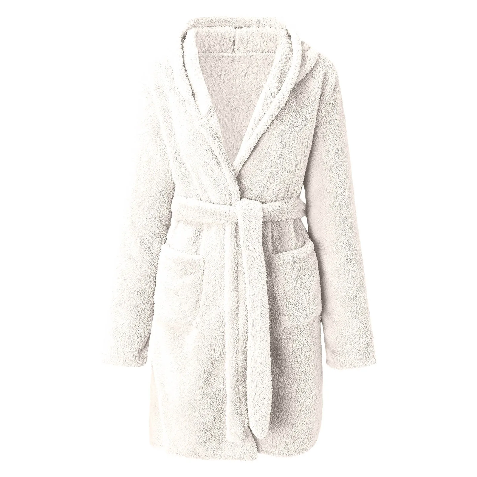 Winter Robe Ladies Dressing Gown Fluffy Bathrobe Hooded Bathrobe Pyjamas Women Bathrobe Winter Pyjamas Female Home Clothing