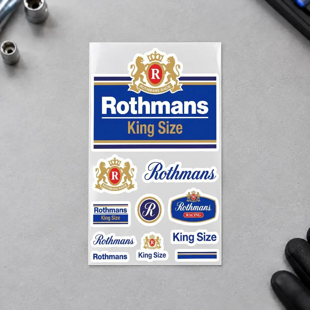 R-Rothmans Custom Motorcycle Sticker Kit Reflective Decal Set For Helmet Tank Fairing Body Graphics