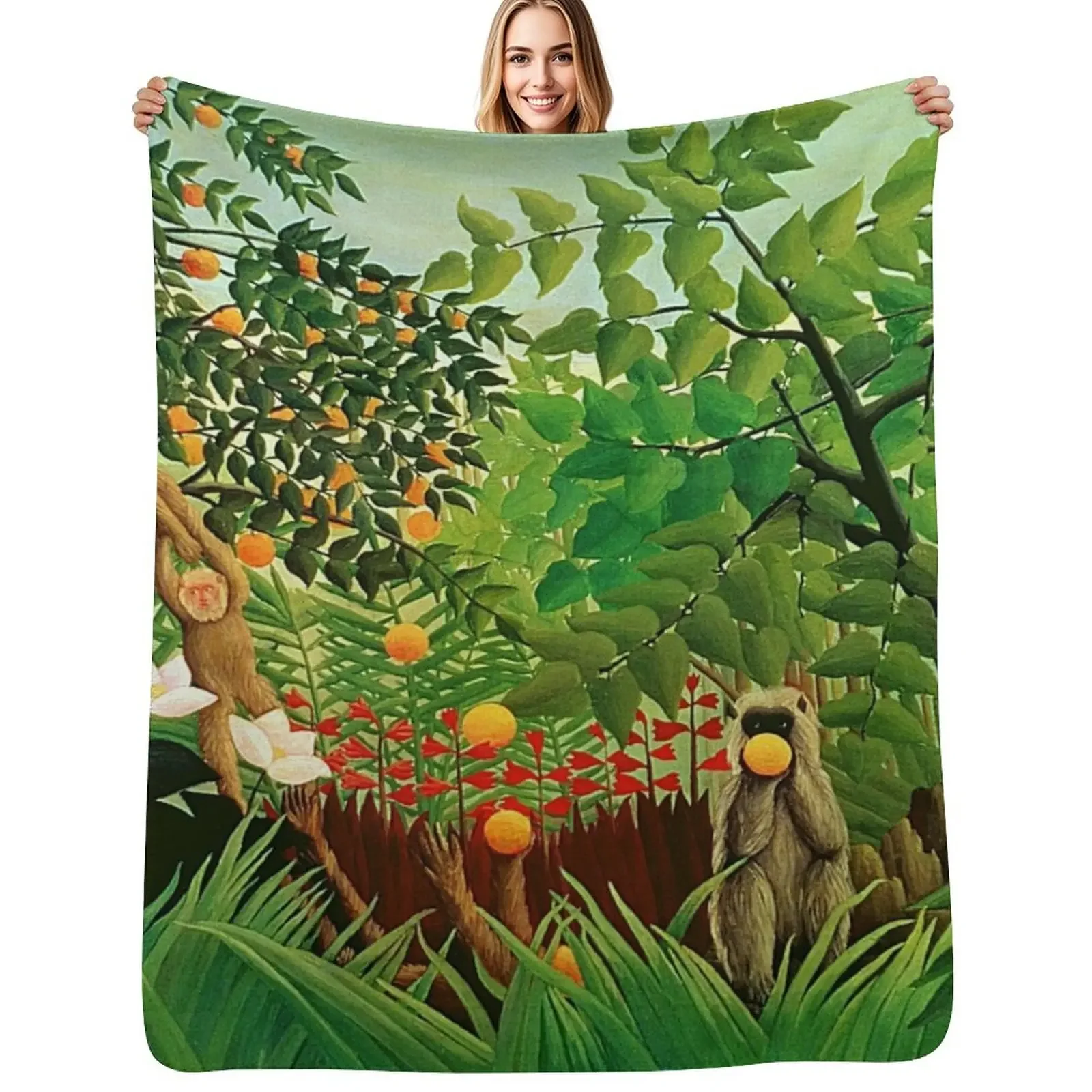

Henri Rousseau - Exotic Landscape Throw Blanket Flannel sofa bed Soft Plaid Blanket