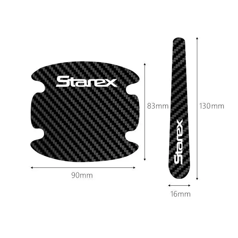 8PCS Car Door Bowl Stickers Cover for Hyundai Starex Logo Carbon Fiber Exterior Strip Texture Protect Anti Scratches Tape Decals