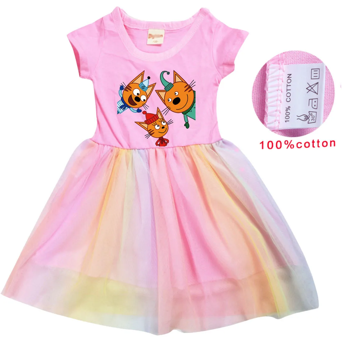 

New Kid E Cats Russian Три Кота Costume Kids Three Happy Cats Dress Girls Casual Dresses Chilren Wedding Party Princess Vestidos