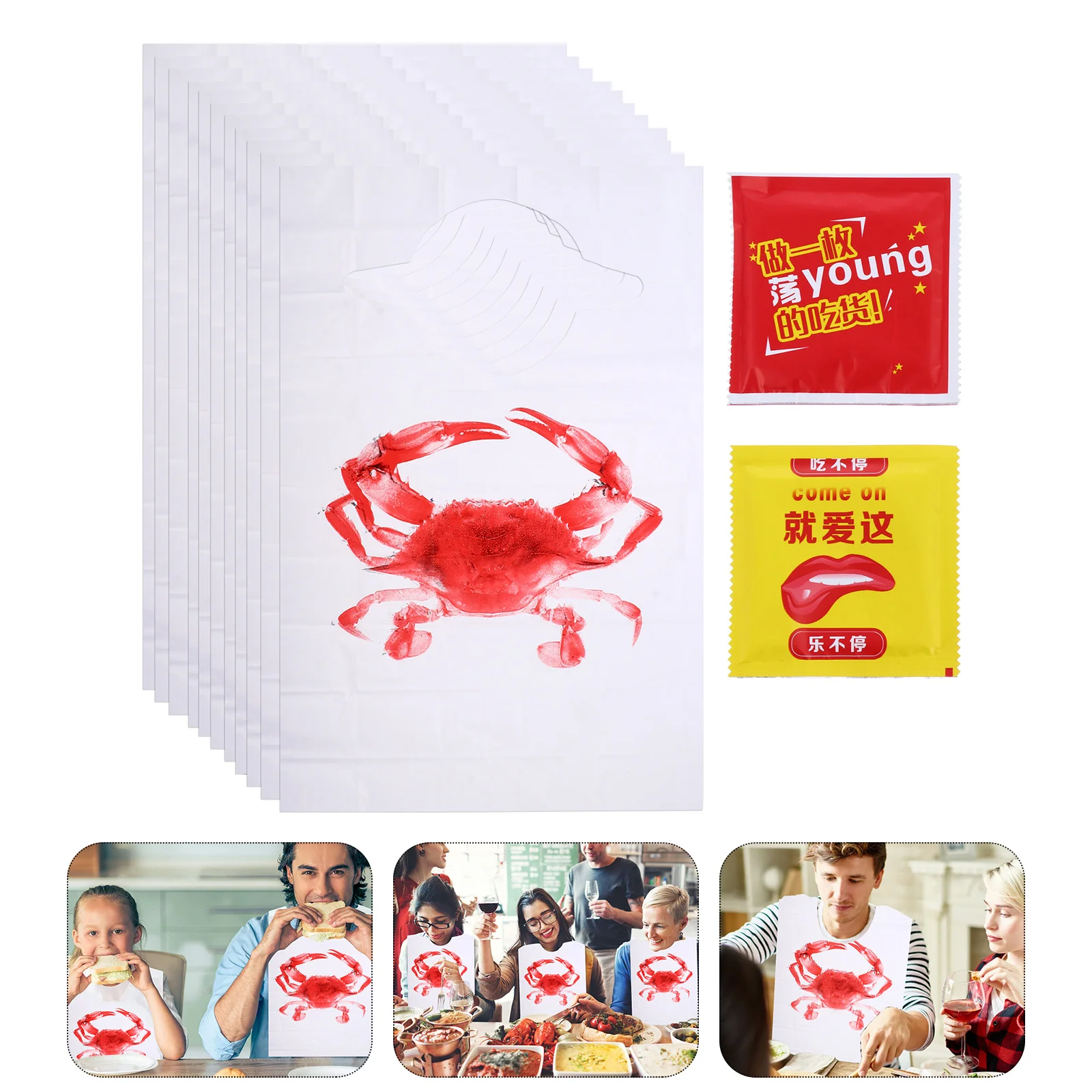 100 Pcs Tool Lobster Bibs Apron Restaurant Hot Pot Aprons Sleeveless Portable Plastic BBQ Disposable Waterproof Anti-oil