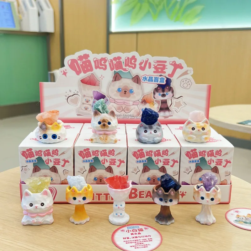 

Original Meow Meow Little Bean Cubes Crystal Gemstone Blind Box Ornament Cute Toy Trendy Figurine Ornament Birthday Gift Girls