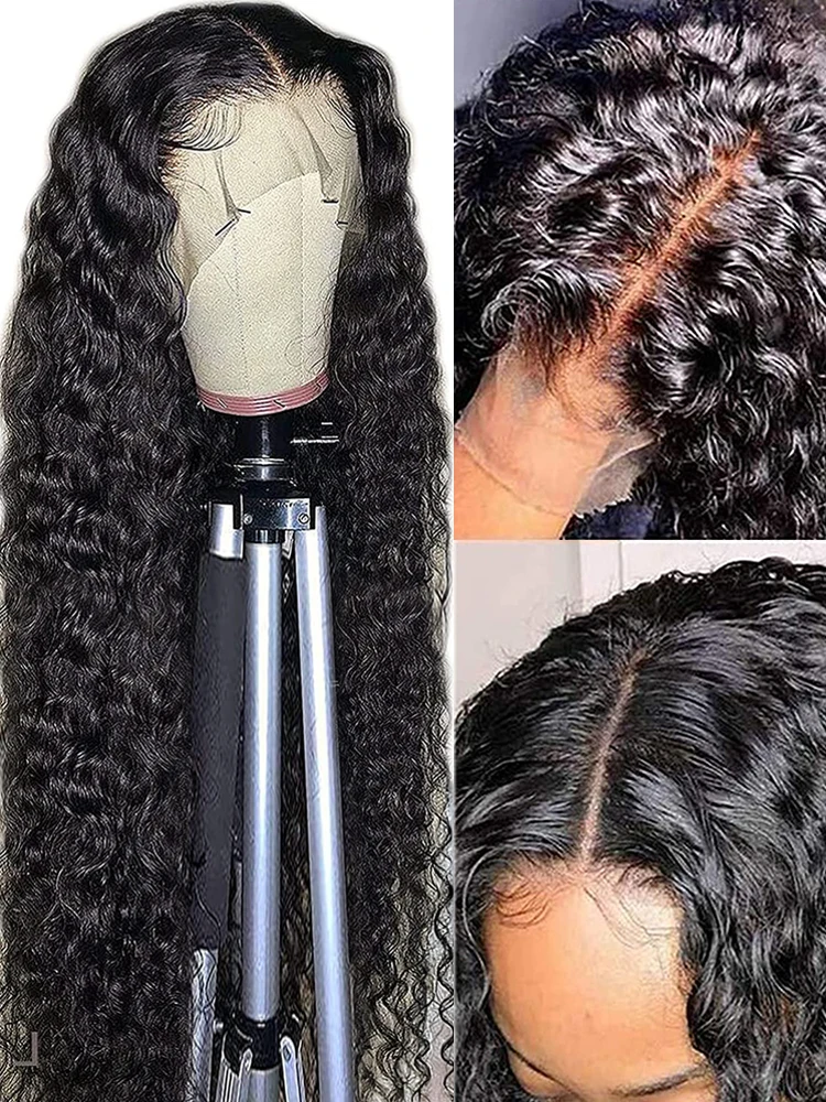 

Глубокая волна 13x4 13x6 HD Кружевные передние вьющиеся парики Человеческие волосы Бесклеевые упругие кудри Кружевные фронтальные парики для женщин Клипса в полупариках 300%