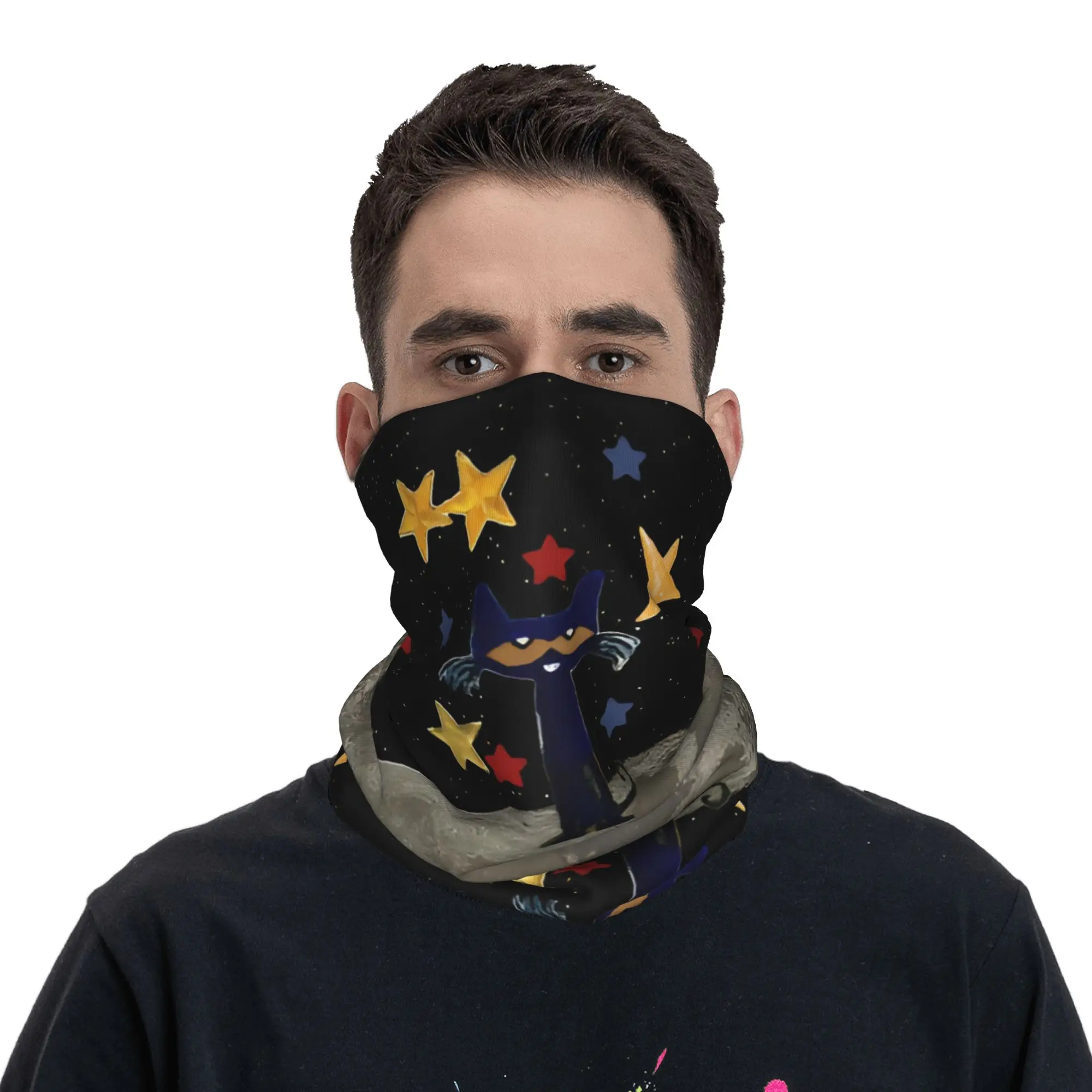 Pete the Cat  Bandana Neck Gaiter Printed Cool Cartoon Kitten Mask Scarf Warm Headwear Outdoor Sports Adult Windproof