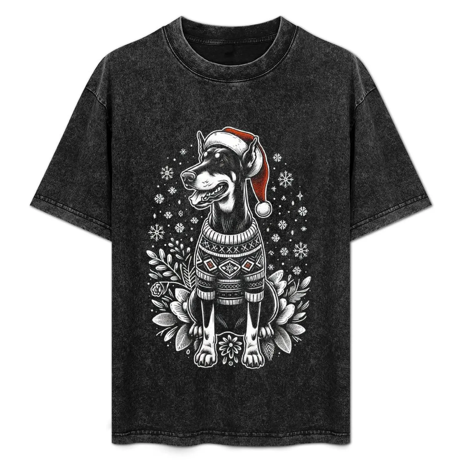 

Doberman Dog Christmas Snow Vintage Ugly Sweater Santa's Hat Xmas T-Shirt clothes cute clothes funny t shirts men