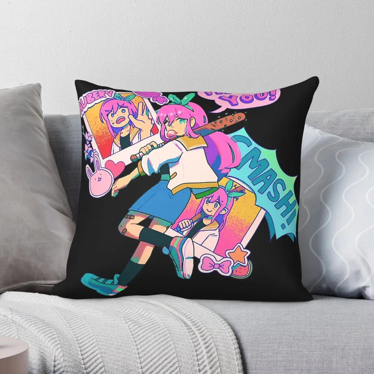 Aubrey Omori Square Pillowcase Polyester Linen Velvet Pattern Zip Decor Throw Pillow Case Car Cushion Cover