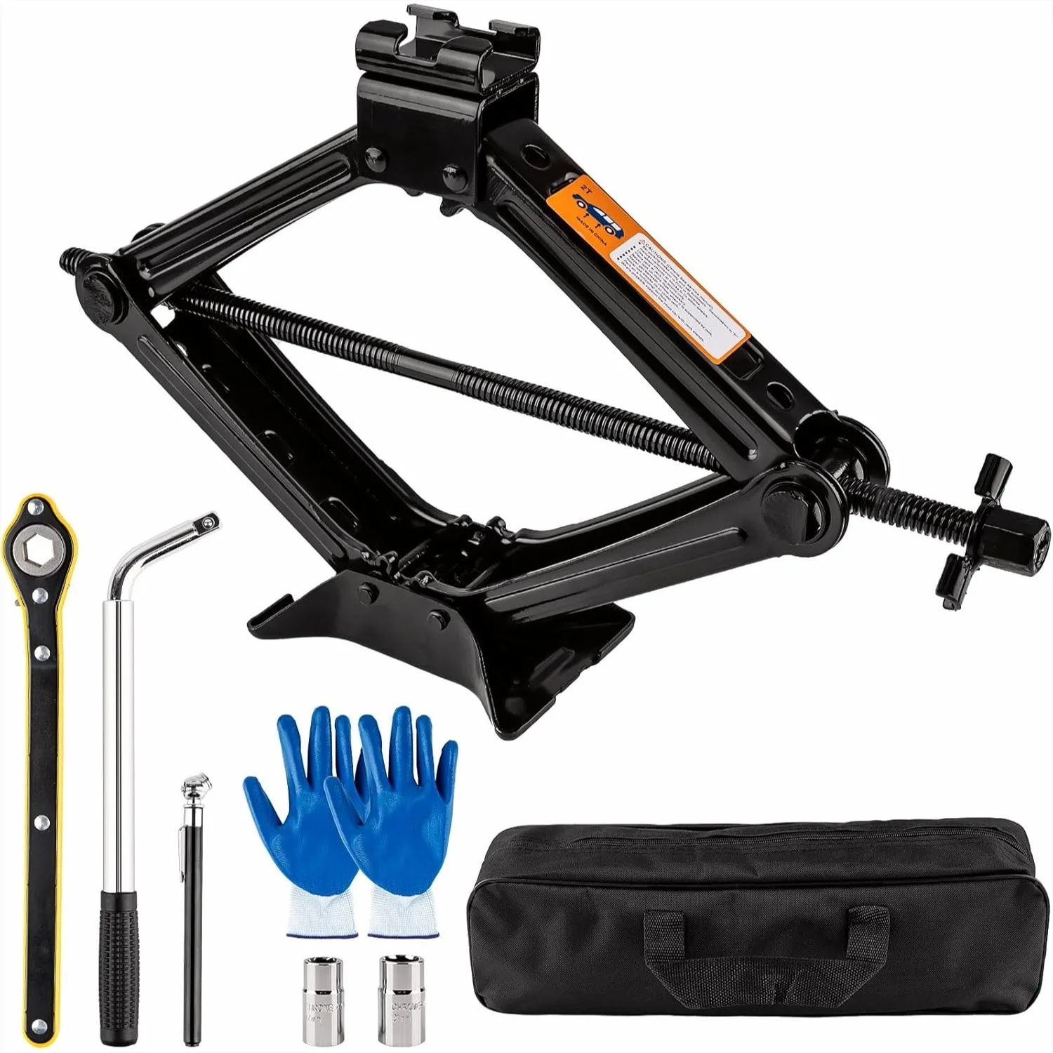 

2 Ton Scissor Jack for Car with Ratchet Wrench and Lug Wrench, Portable Emergency Tire Changing Kit for SUV
