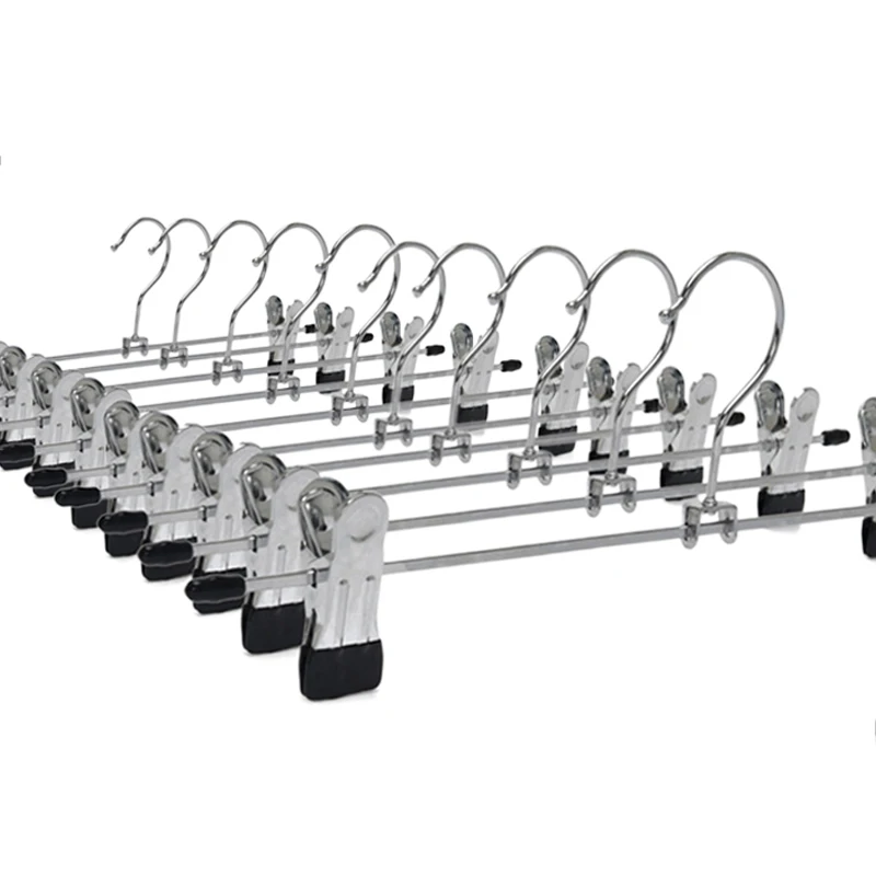 Anti-Slip Metal Trousers Clips Hangers Heavy Duty Pant Hanger with Clips for Jeans Skirts Wardrobe Clothes Organizer Black TMZ