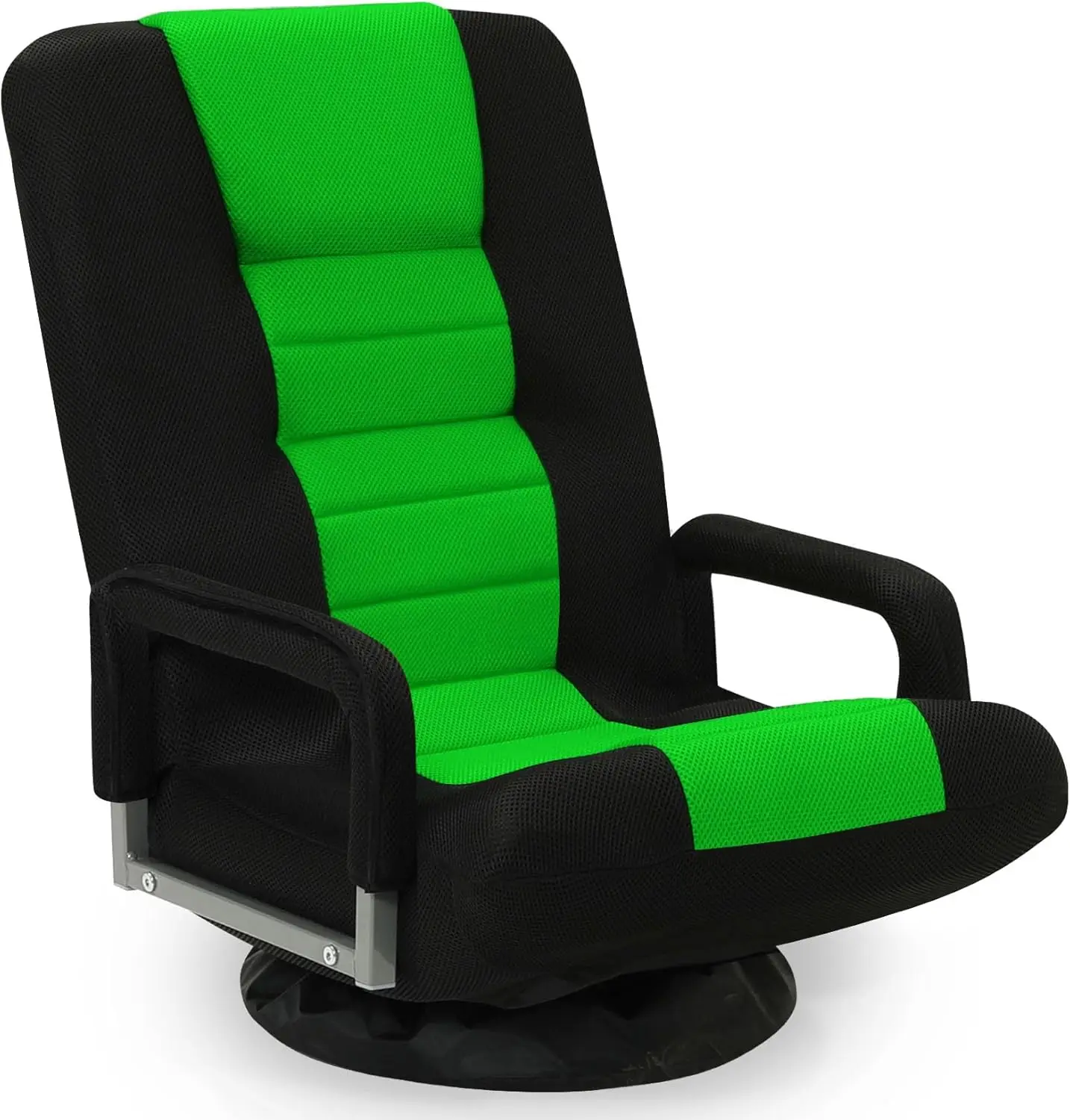 Swivel Floor Gaming Chair with Armrests, 6-Position Reclining Sofa, Padded Backrest & Cushion, Green