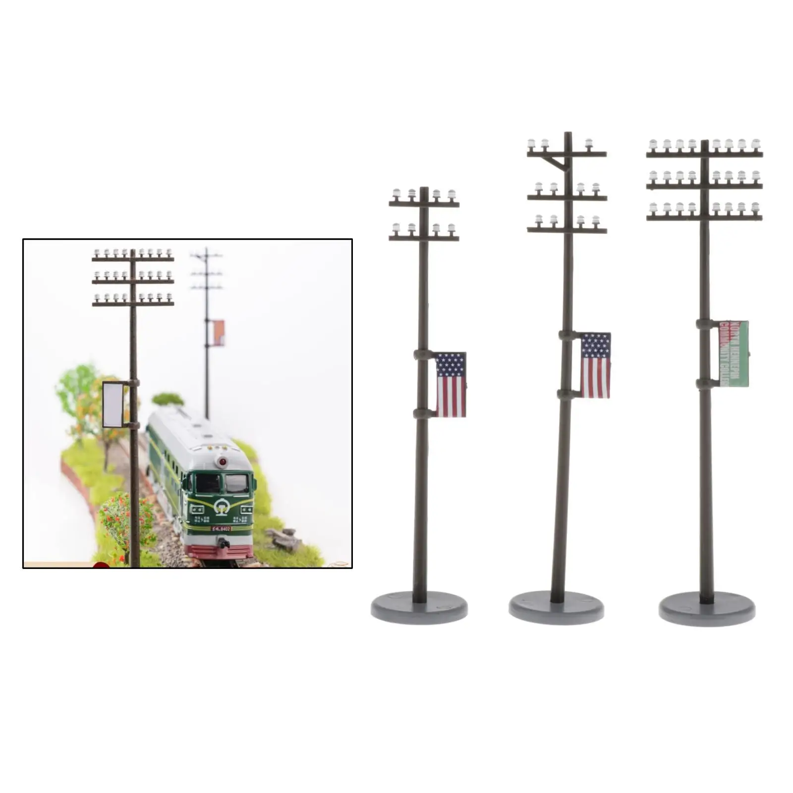 3 Pieces 1/42 Electricity Masts Telephone Mast Set LANDSCAPE Building Accessories