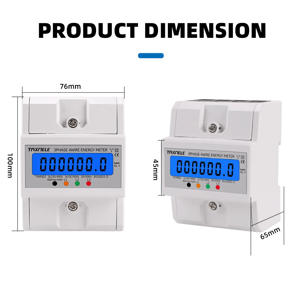 DIN bariéra 380V 3 fáze 4 drát elektronická watt energie opotřebení energie měřič wattmetr kwh 100A střídavého 50hz 60hz LCD podsvícení