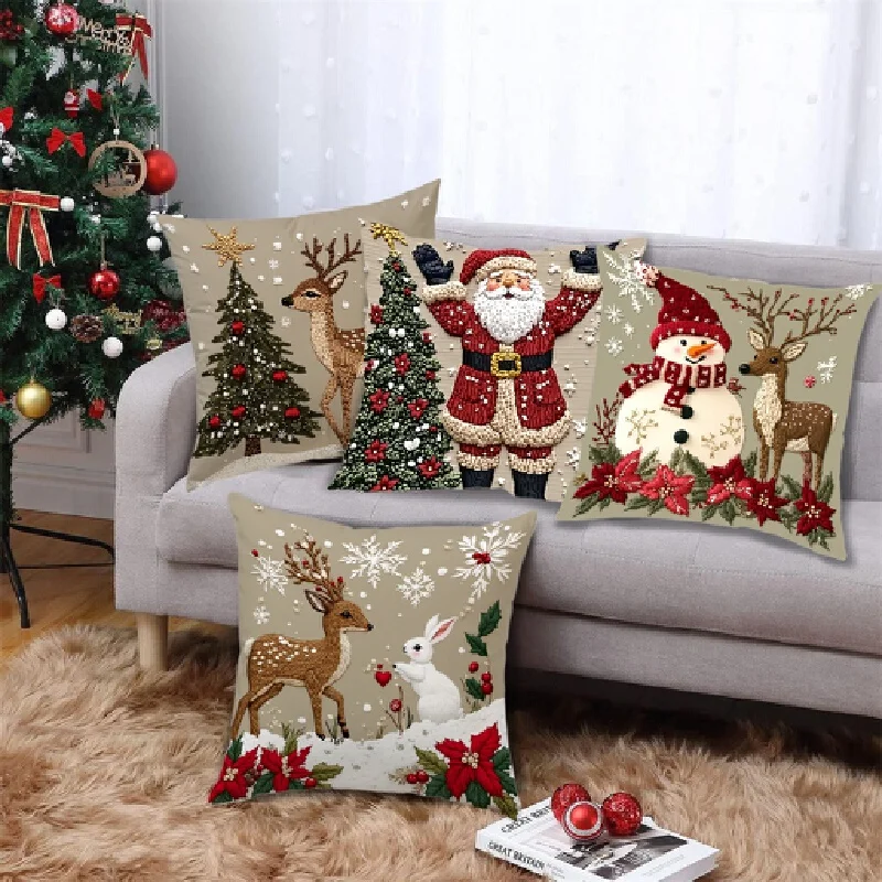 

45x45cm Cartoon Christmas pillowcase reindeer Santa Claus snowman Christmas tree Merry Christmas decoration holiday decoration