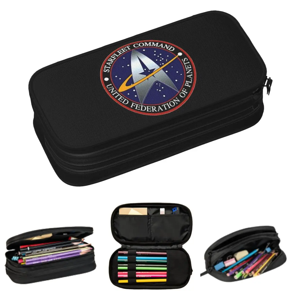 Star Treks Science Fiction TV Series Pencil Cases for Students Gifts Pen Box Pencil Bag Large Storage Pencil Pouch