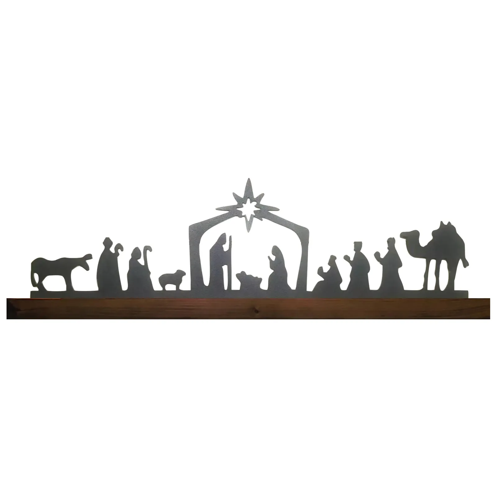 High Quality Nativity Scene Christmas Decor Metal Wood Base Tabletop Decoration Black Home Ornament Home