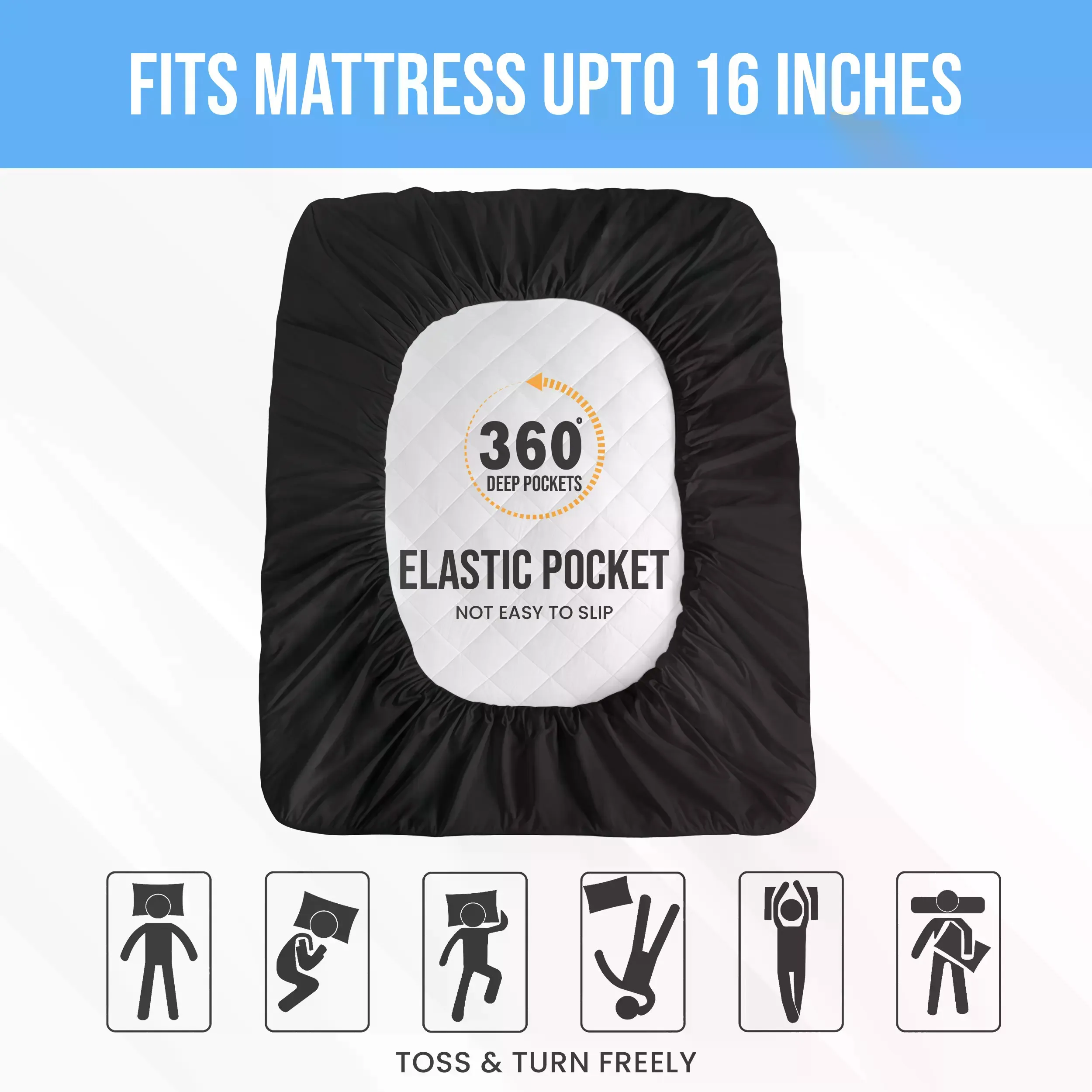 Quilted Waterproof Mattress Protector - All Mattress Sizes, 16in Deep Pocket, Noiseless Soft Breathable Elastic Fitted Cover, Fits Up to 21in Thick Beds, Machine-Wash Easy, Waterproof Top Guards Spills, Anti-Allergy Pad/Topper