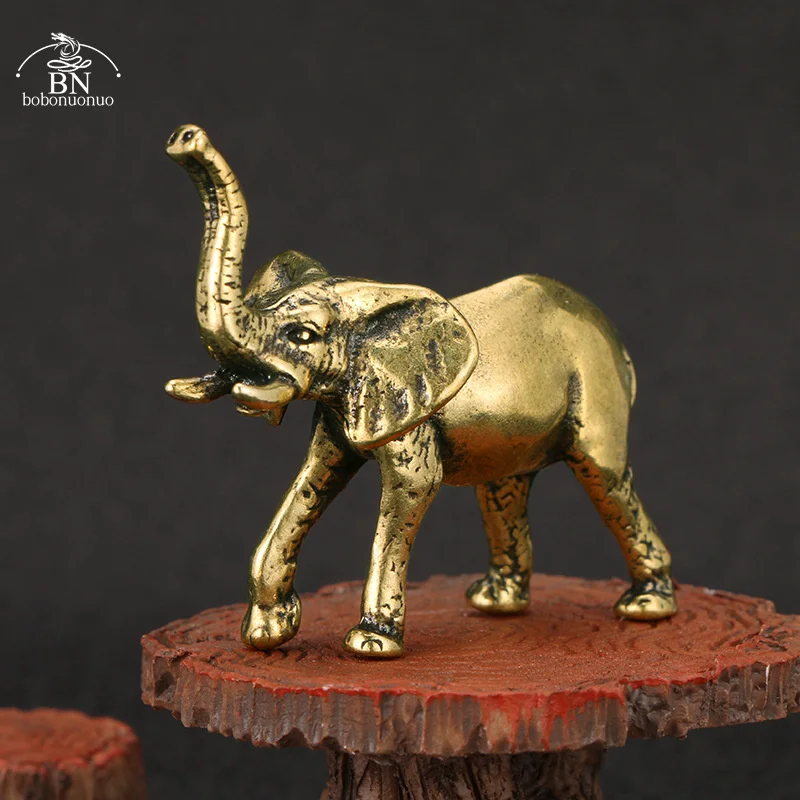 Elefante de bronze do vintage decoração para casa ornamentos artesanato miniaturas estatuetas acessórios decoração de mesa artesanal mini animais estátua