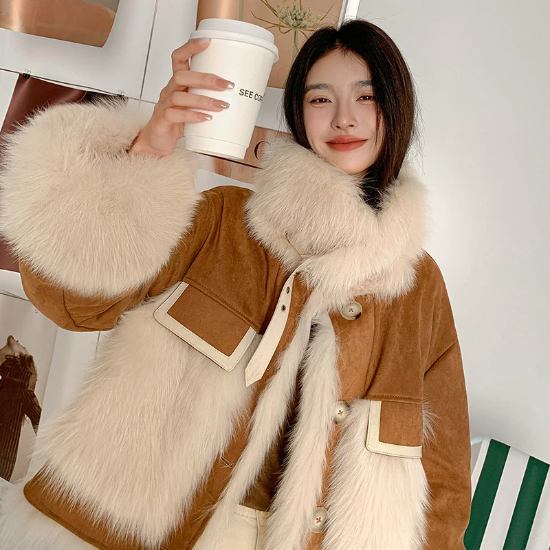 High Grade Women's Real Fur Jacket 2022 New Two-Faced Wear Fox Fur Coat Winter Warm Fur One Jacket Mujer Pelaje Pelz Jacke