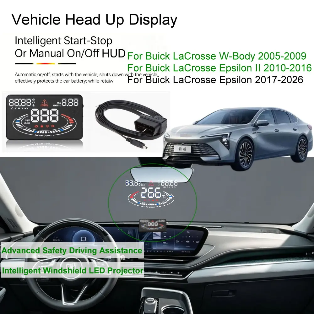 Car HUD Head Up Display For Buick La Crosse W-Body 2005-2009 Epsilon II 2010-2016 E2XX/P2XX 2017-2026 Electronics Accessories