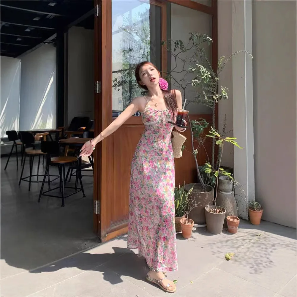 

Sexy Pink For Women Summer Waist-Cinching Bodycon Beach Vacation Elegant Long Dress