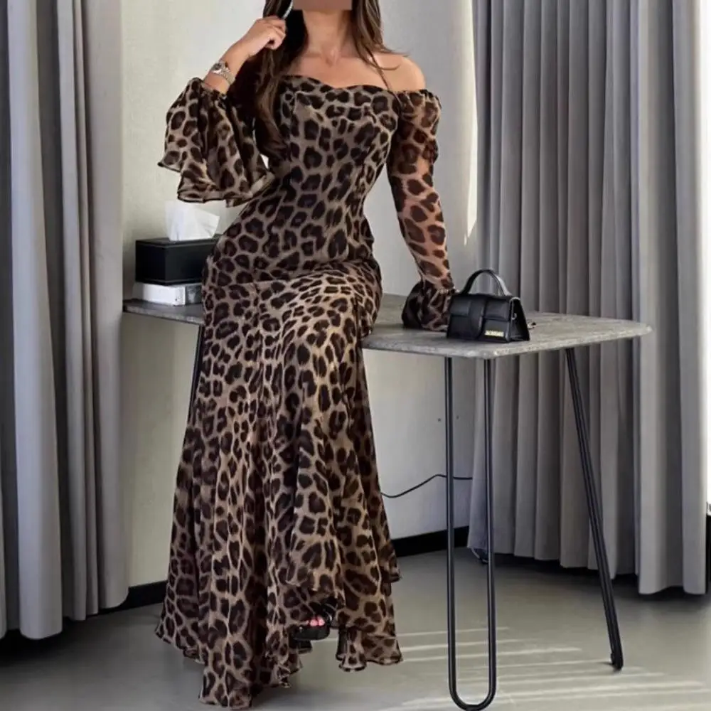 

Unique Watermark Long Sve Women's Dr Evening Gown Special Ocn Polyester Fabric Formal Wear Faionable Ladies Dr